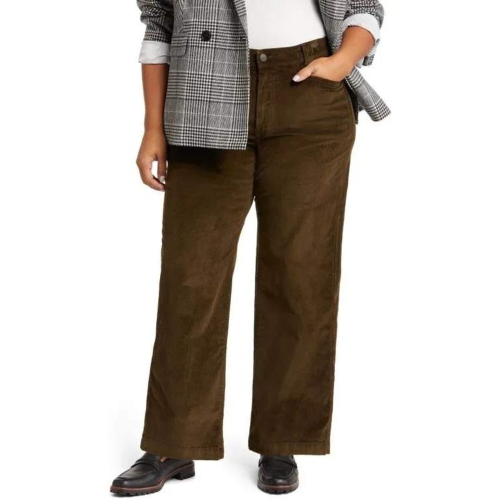 Madewell Olive Green Wide-Leg Corduroy Pants